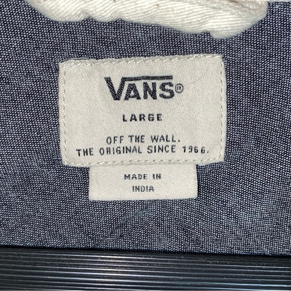 Vans Blue/Grey Striped Long Sleeve Button Front Flannel Shirt - Picture 4 of 6